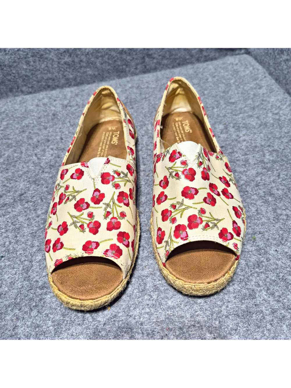 TOMS Women's Floral Open Toe Slip On Sandals Size 8 Multi